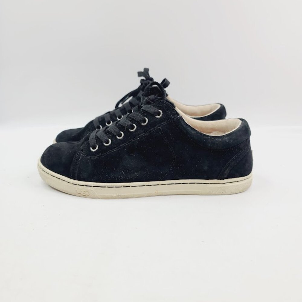 UGG Women's Black Tomi Suede Lace Up Low Top Athletic Sneaker Size 7 - Picture 2 of 8